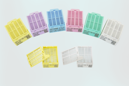 Kazetky histologické, víčka zvlášt, 90 v komínku, zelené